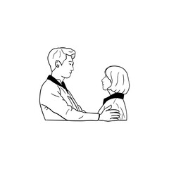minimalistic illustration of a couple in love, line art couple