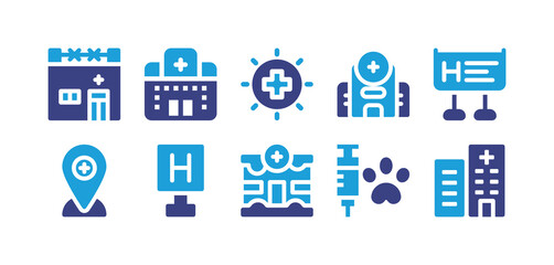 Hospital icon set. Vector illustration. Containing hospital, health care, syringe