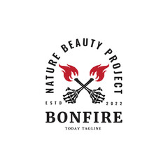 bonfire with hand bone logo design evil survival isolated fireball