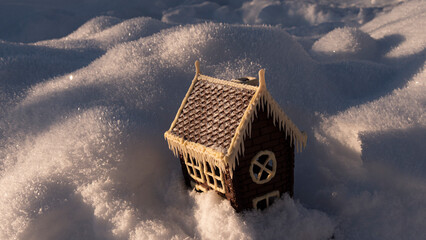 chocolate house on a snow, decoration in a Christmas