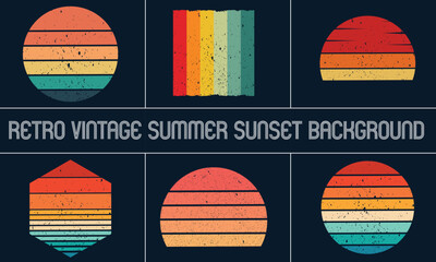 Retro vintage summer sunset set 1