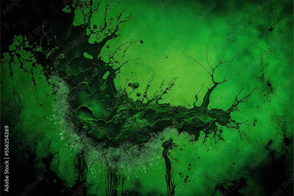 Aufkleber a green and black painting with a circular design on it's side and a black background with a white c