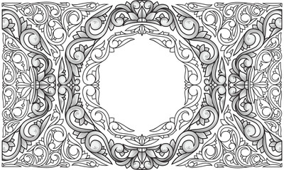 Decorative ornate black and white retro design card