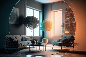 architectural visualization of luxury living room