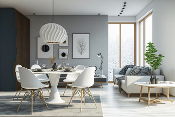 Modern living room minimal house design mockup