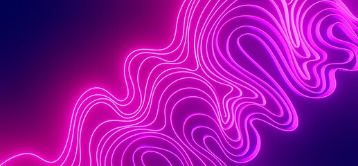Abstract background curve pattern stripes glowing pink neon 3d render