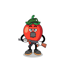Obraz premium Character cartoon of chili pepper as a special force
