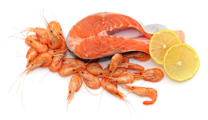 Red fish and shrimp.