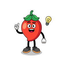 chili pepper cartoon with get an idea pose