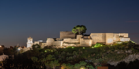 Fototapeta na wymiar Castle Ruins at Oropesa del Mar, Spain at night