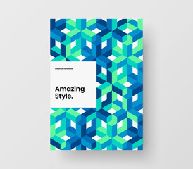 Amazing company brochure design vector layout. Trendy geometric pattern pamphlet illustration.