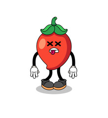 chili pepper mascot illustration is dead