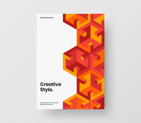 Creative company brochure A4 vector design layout. Bright geometric shapes handbill template.