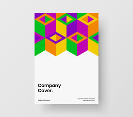 Colorful geometric pattern annual report layout. Isolated presentation A4 vector design concept.