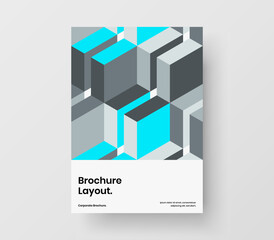Isolated geometric hexagons company brochure template. Original pamphlet A4 design vector layout.