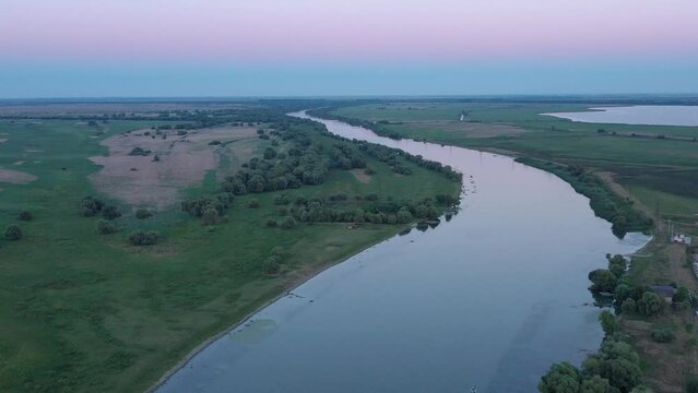 Sunset in the Danube Delta at Mila 23 Romania	
