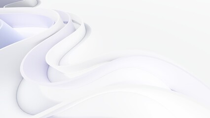 Abstract white background curved pattern in design 3d render