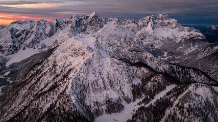 snow covered mountains in winter