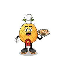 Illustration of pineapple as an italian chef