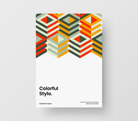 Isolated geometric pattern company brochure concept. Colorful cover A4 design vector layout.