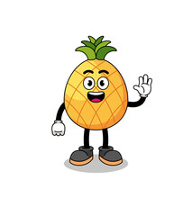 pineapple cartoon doing wave hand gesture