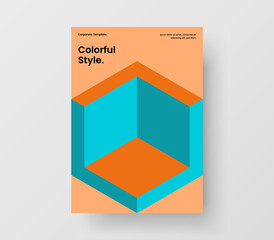 Colorful handbill A4 design vector template. Original geometric shapes flyer concept.