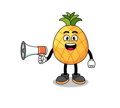 recommend clip art: pineapple cartoon illustration holding megaphone