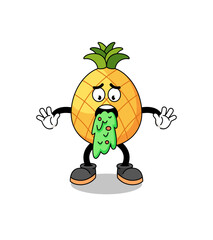 pineapple mascot cartoon vomiting