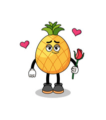 pineapple mascot falling in love