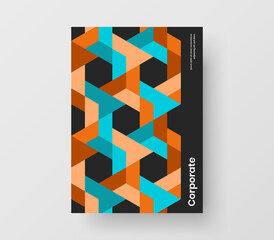 Trendy front page A4 vector design template. Abstract geometric hexagons company cover layout.
