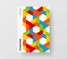 Colorful mosaic shapes company cover layout. Simple corporate brochure A4 design vector concept.