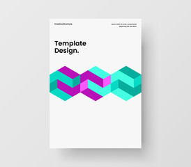 Unique geometric hexagons company brochure illustration. Clean postcard A4 design vector layout.