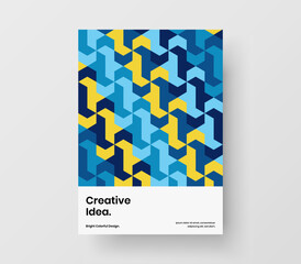 Modern flyer A4 design vector concept. Fresh mosaic pattern book cover illustration.