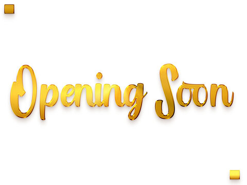 Opening Soon Gold Text Cursive Calligraphy Transparent PNG