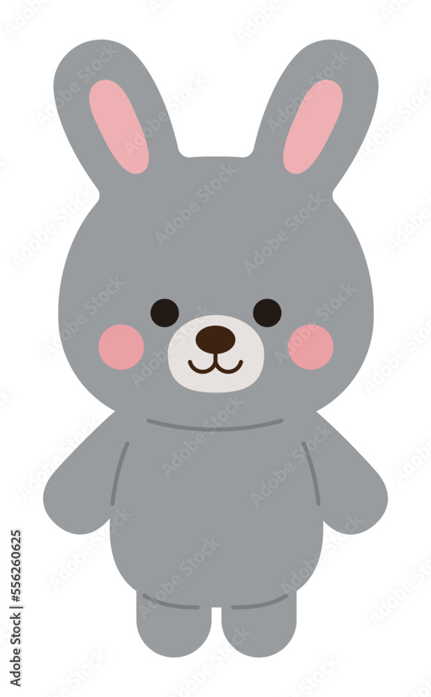 Poster rabbit character illustration icon set with cute and smiling expressions.