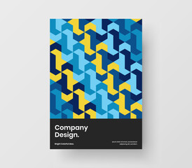 Unique geometric hexagons company identity illustration. Creative corporate brochure A4 vector design concept.