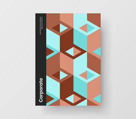 Unique geometric tiles company brochure illustration. Modern magazine cover vector design layout.