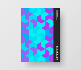 Premium magazine cover vector design template. Modern geometric tiles corporate identity layout.