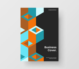 Trendy mosaic pattern placard illustration. Isolated corporate brochure vector design template.