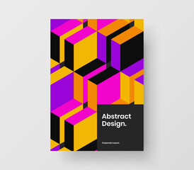 Multicolored geometric shapes booklet concept. Isolated journal cover vector design layout.