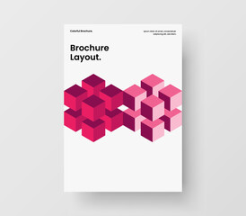 Fresh booklet vector design template. Simple geometric tiles corporate cover concept.
