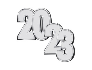Realistic 3d rendering 2023 new year text effect