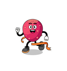 Mascot cartoon of prickly pear running on finish line