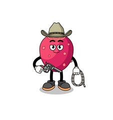 Character mascot of prickly pear as a cowboy