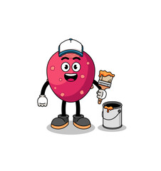 Character mascot of prickly pear as a painter