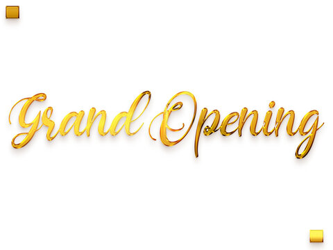 Grand Opening Gold Text Cursive Typography PNG Transparent 
