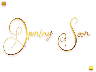 Obraz premium Opening Soon Invitation of Gold Cursive Typography Text Transparent PNG