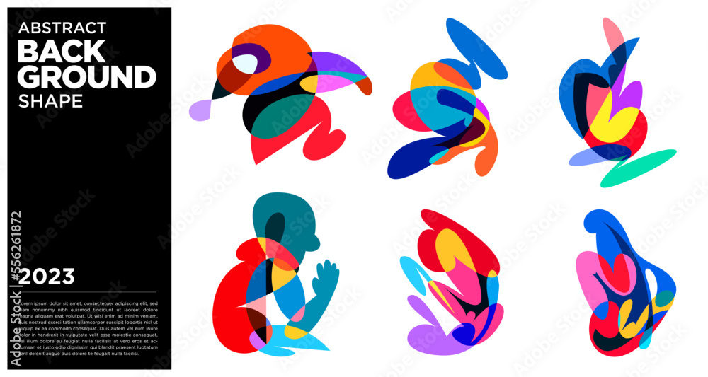 Poster vector colorful abstract wave and fluid background vector set 2023