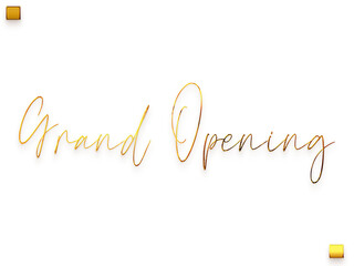 Grand Opening Invitation of Transparent PNG Gold Cursive Calligraphy Text
