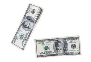 hundred dollar bills isolated